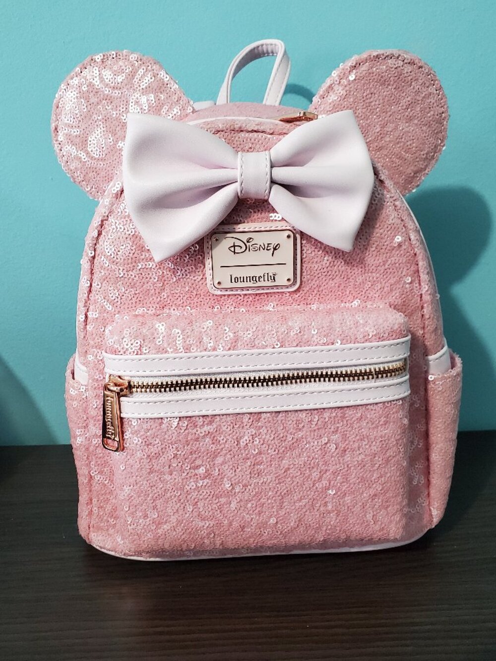 NWT Loungefly Disney Pink Cotton Candy Sequin Mini Backpack